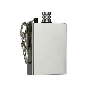 Portable Mini Kerosene Matchstick Square Non Ending Flint Keychain Stainless Steel HNCB-V08