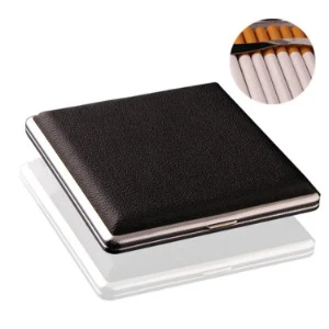 Cigarette Case Metal Clip Leather 20 Cigarettes AR-YH-A474