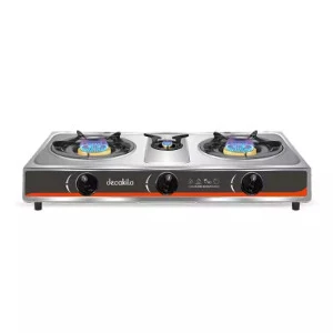 Decakila Gas Cooker 3 Burner Even Heating Beehive Auto Ignition Stainless Steel KMGS014M