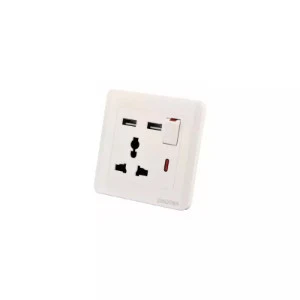Kodtec Socket Single 3 Pin 2 USB Mult White KT-85MT-USB-SO